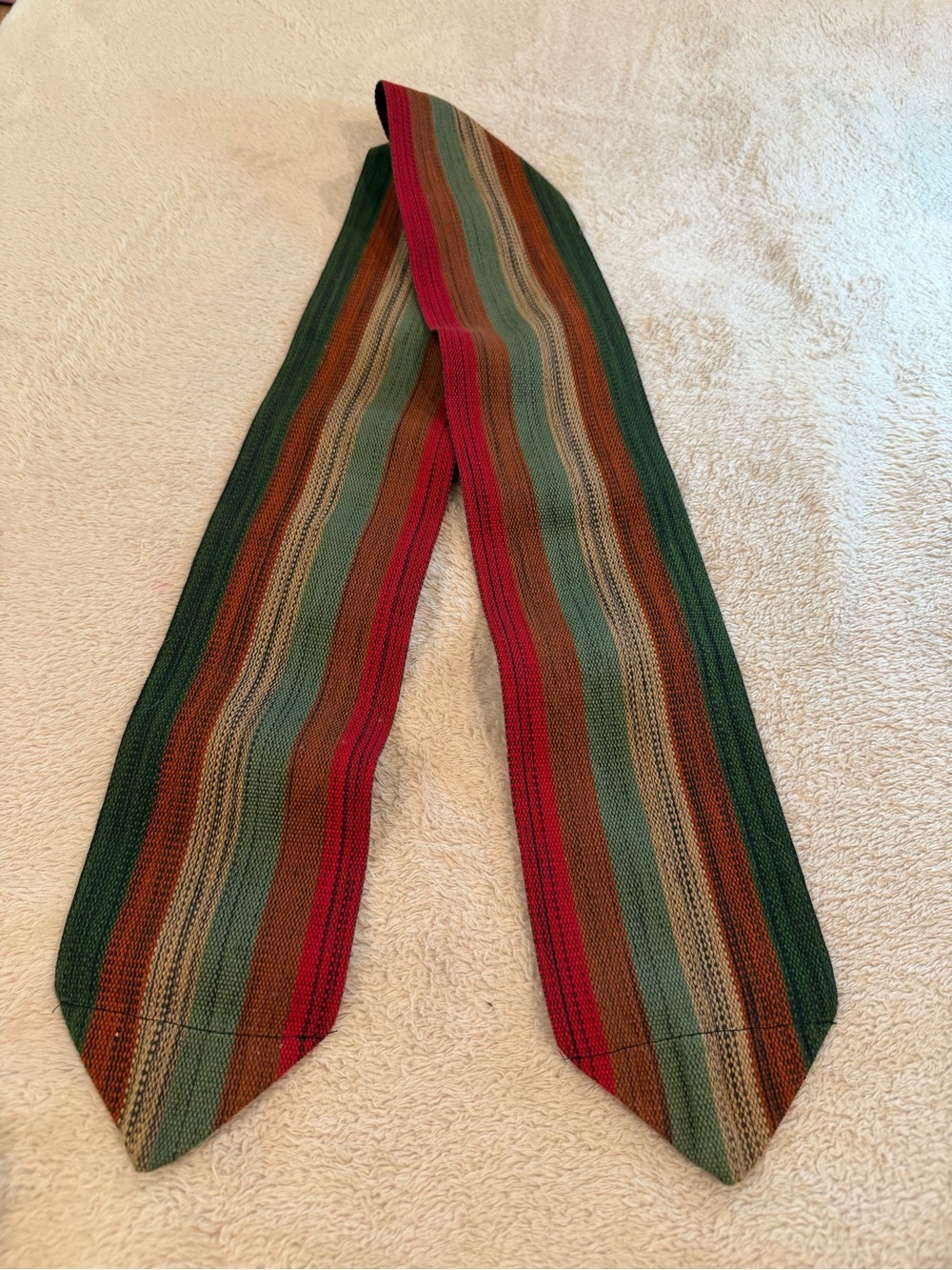 Multicolor Striped Knit Scarf - Green/Red/Yellow